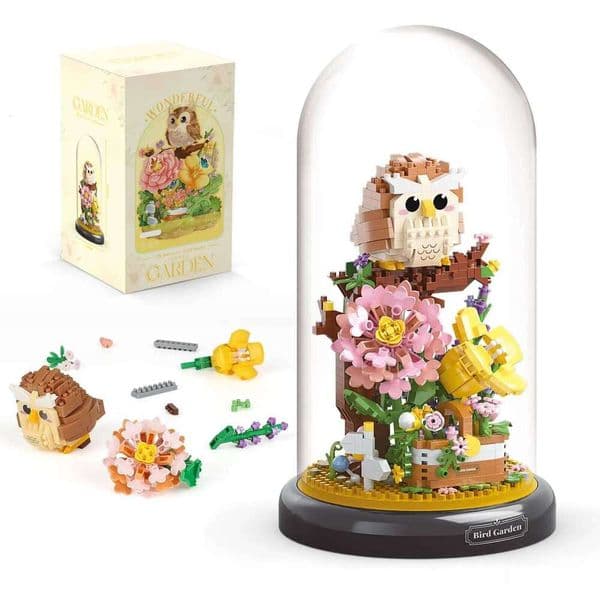 1123 PCS Owl Flower Bouquet Building Set DIY Animals Flowers Plants Bricks Decor With Dust Cover Toy for Boy Girls Birthday Gift C260306