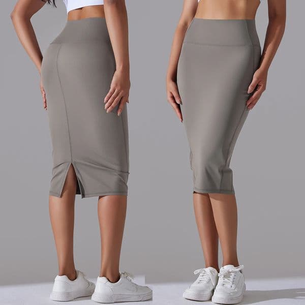 Womens Sexy Naked Feel Fabric Skinny Pencil Skirt Ladies Hips Wrap Bodycon High Waist Elastic Stretch Split Skirts 260302BJ