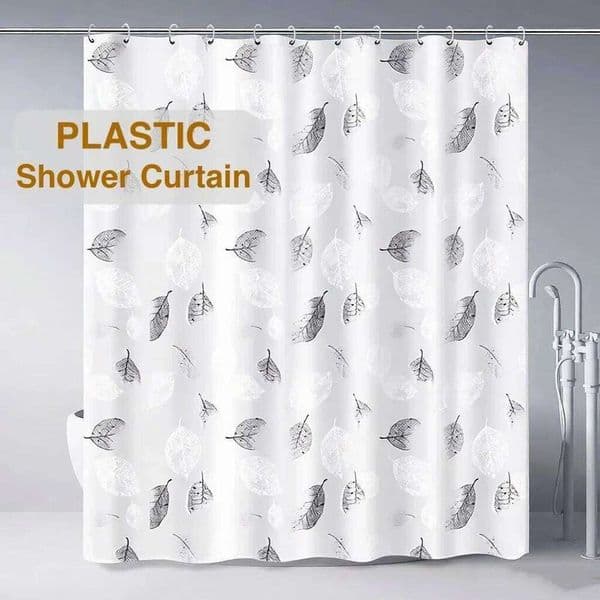 1 PC Lightweight Black Leaf Pattern Shower PEVA Plastic Waterproof Curtain Bathroom Partition for Home 26Y0307