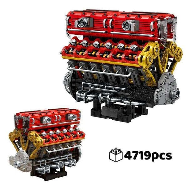 4719pcs Technical V12 Engine 3D Building Blocks Motori Power Functions MOC Mechanical Model Creative Desktop Display Gift C260326