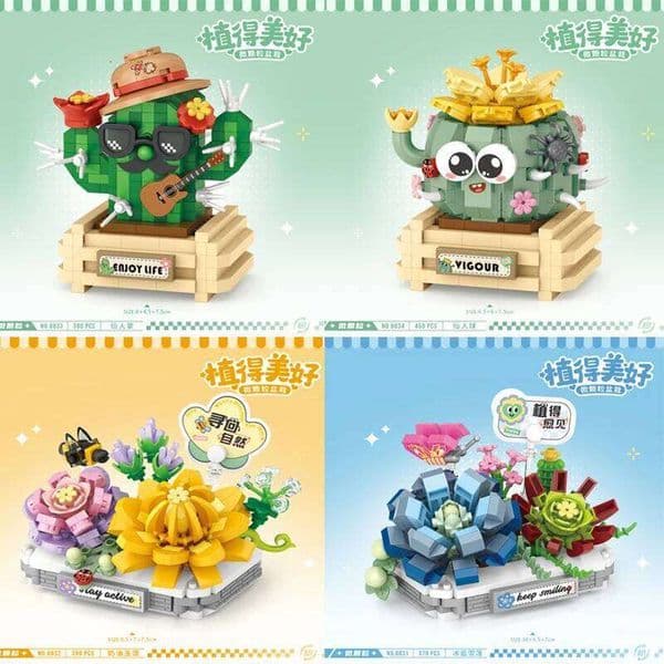 Mini Building Block Creative Cactus Succulent Potted Plant Bricks Adult Children Assembly Toys Gift Home Decor C260306