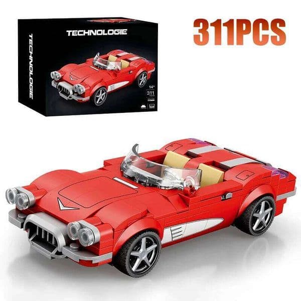 311PCS Red Roadster Building Block Creative Ci Vehicle Diy Car Model Bricks Desktop Display Toys For Kids Holiday Gifts K260311