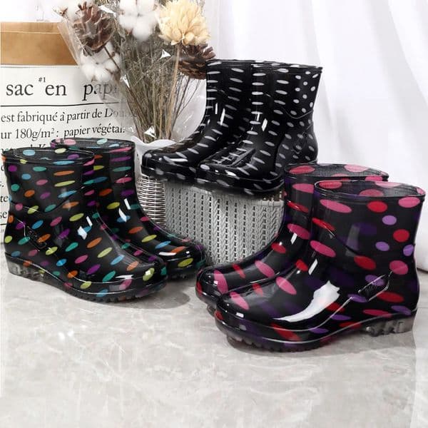 Fashionable Print Rain Boots Adult Womens Waterproof Antislip Wearresistant Shoes Midhigh Boot 260307