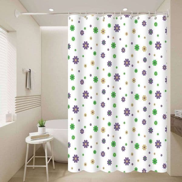 1pc Purple flower shade Peva waterproof shower curtain 26Y0307