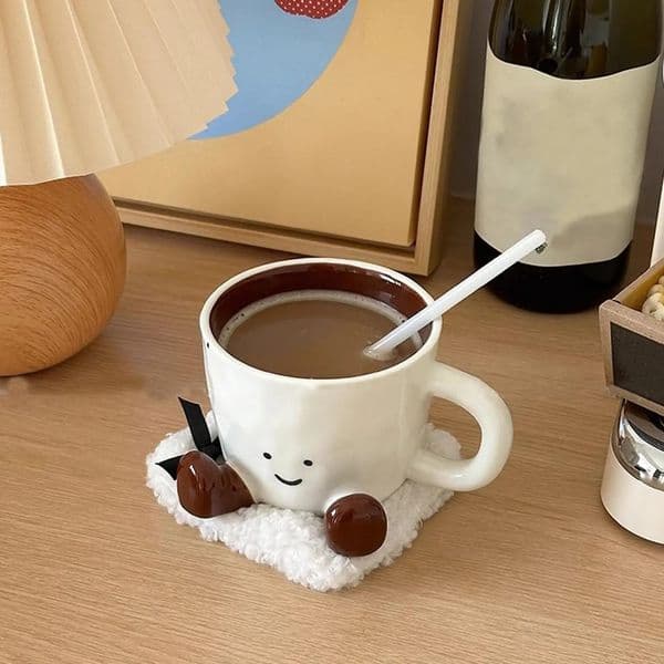 Coffee Mug Adorable Decorative Desk Accessory Novelty Teacup with Handle for Latte Water Milk Cocoa Cold Drinks 260306