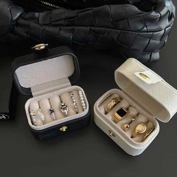 Mini Portable Small Jewelry Storage Bag Travel Simple Leather Ring Necklace Earrings Storage Box Organizer Display Gift Box H260306