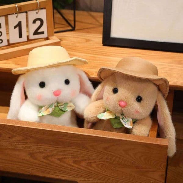 23cm Adorable Rabbit Plush Toy with Hat - and Cuddly Stuffed Animal Super Soft Gift for Kids, Girls, Bunny Lovers H260305