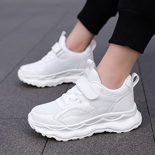 Free shipping Boys and girls' sports shoes, breathable mesh shoes, soft-soled campus breathable mesh white shoes Teenagers sports spring autumn Size 28 - 40