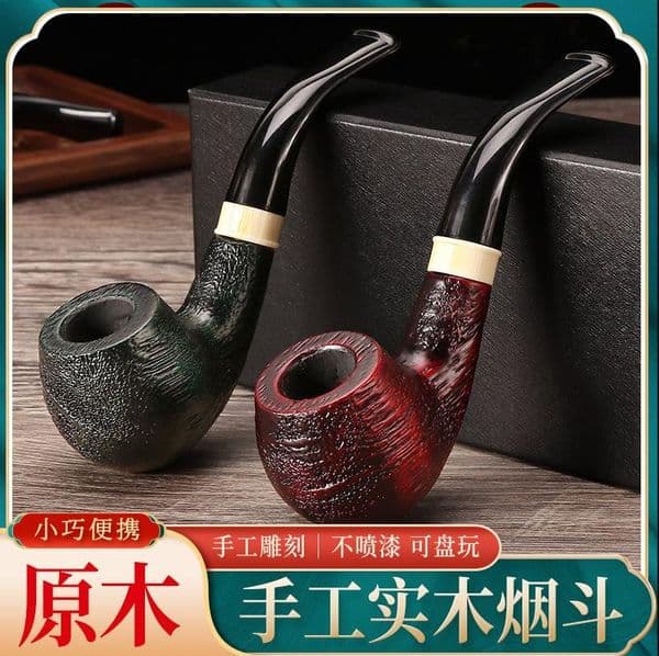 Smoking Pipe Solid wood handmade pipe, exquisitely carved pipe, universal 9mm chimney, beginner's pipe, gift bag