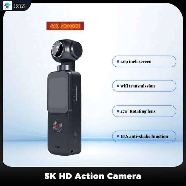PX3 Pocket Action Camera 5K 270 Auto Rotatable Stabilization Touch Screen 4X Zoom Portable Digital Video Recorder Sports DV 26W0307
