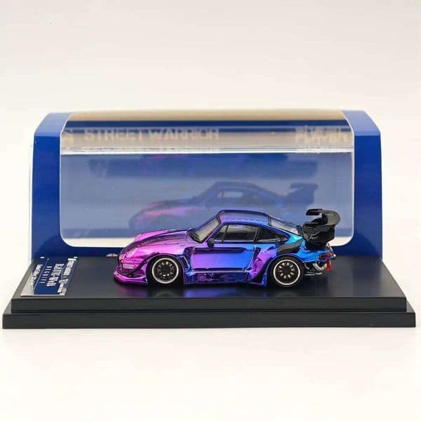 STREET WARRIOR SW 1/64 for 993 RWB Gradient Chrome Purple Diecast Models Car Toy Limited 499 Collection Auto Gift Z260307