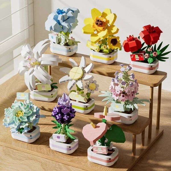 Bouquet Flower Adult Construction Christmas Tree Building Blocks for Children 7 to 10 Years Old Mini Assembled Bricks Girl Gifts C260306