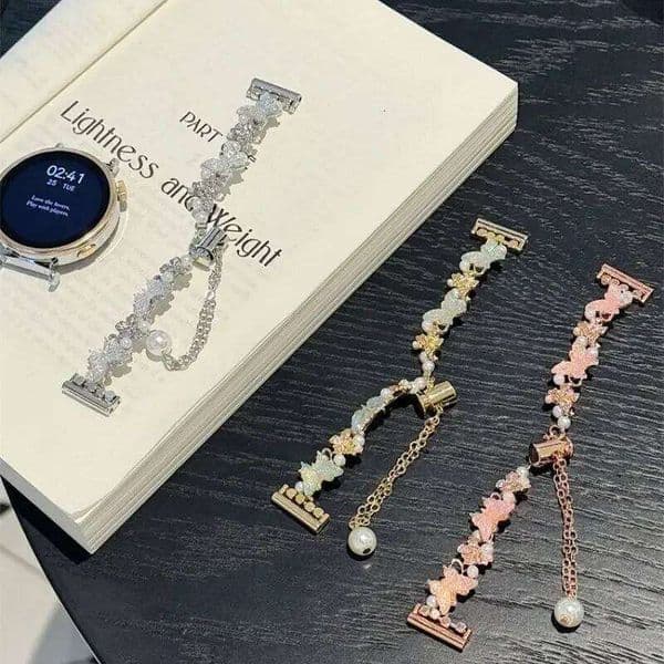 Butterfly Pearl Bracelet Suitable for Watch Fit3/Fit4 and HW Band 8/9/10NFC Handmade Straps H260305