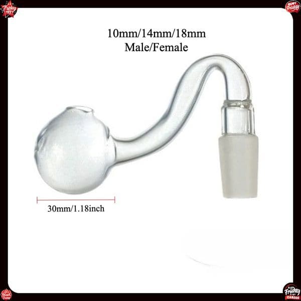 Cheap Wholesale 30mm glass Oil Burner Bowl Head 10mm/14mm/18mm female Male Glass Smoking Bubbler Pipe Curved Attachment for water bong