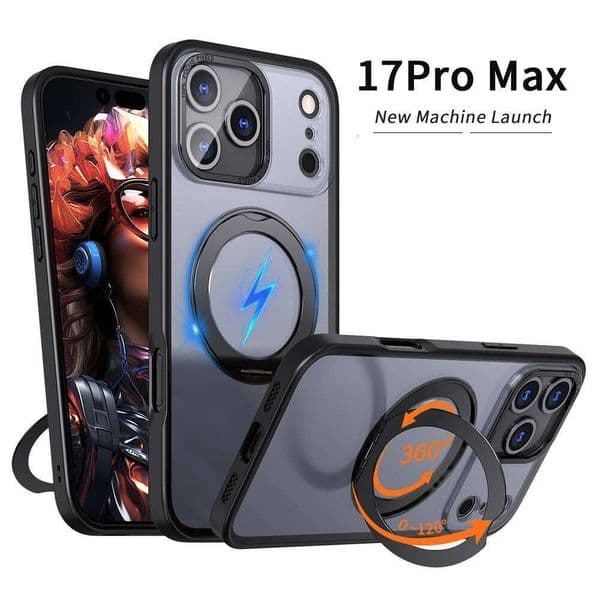 Rotating Magnet Ring Fold Stand Phone Case For iPhone 17 Air 15 16 Pro Max 14 13 12 11 Lens Protector Clear Acrylic Cover H260305