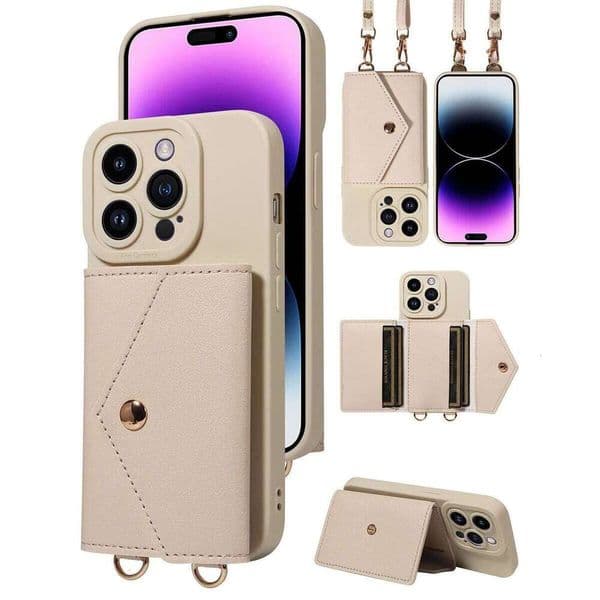 High Quality PU Leather Phone Case for Iphone16e 16promax15 14 13 12mini plus Anti-fall Crossbody with Card Slot Bracket Cover H260305