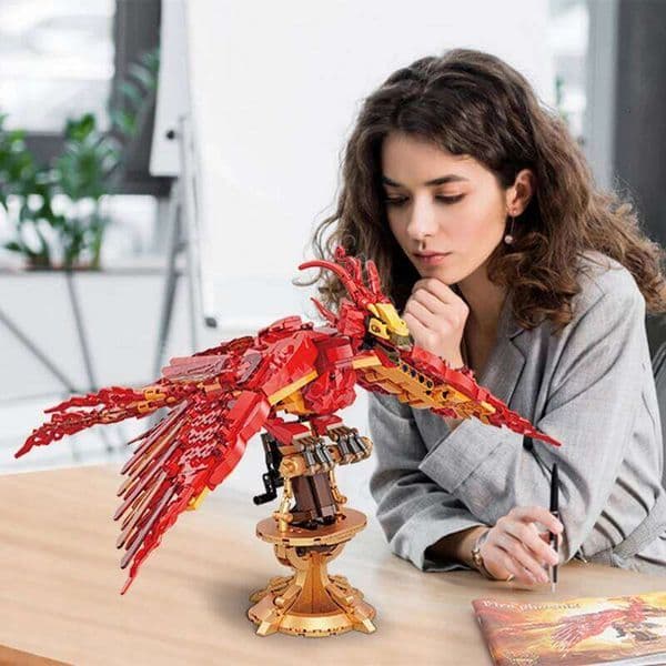 New Magic Movie Fire Phoenix Chinese Fly Divine Beast Building Blocks Bricks Mythical Animal Bird Model Assembled Toy KidS Gifts K260311