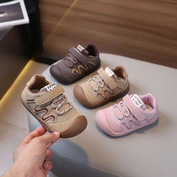Autumn BoysGirls Casual Shoe Round Toe Hook-loop Mesh Cfy Kids Flat Shoe Solid Anti-slip Daily Children Shoes 4-6Y 260307J260516