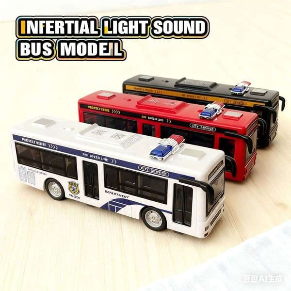 Children's Simulated Model Door-opening with Light and Sound Effect Inertial Vehicle Sightseeing Bus Children Xmas Toy Z260307
