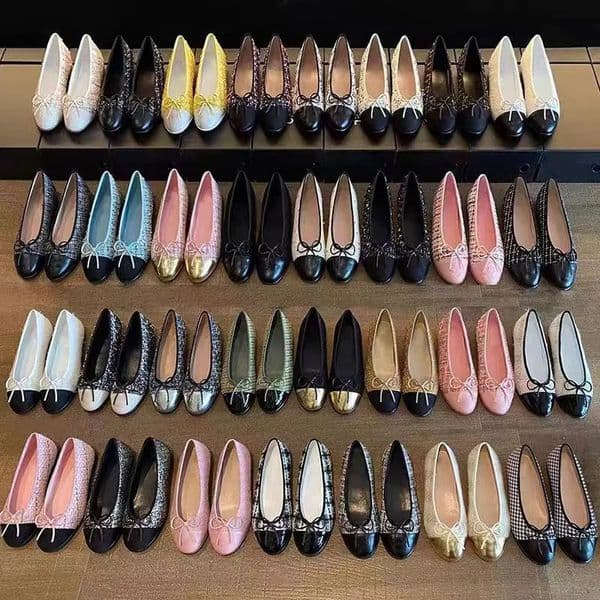 designer shoes paris brand designer black ballet flats shoes Women Quilted Genuine Leather Slip On Ballerina Luxury Round Toe Ladies Dress Shoes HJ2G Slingbacks e8