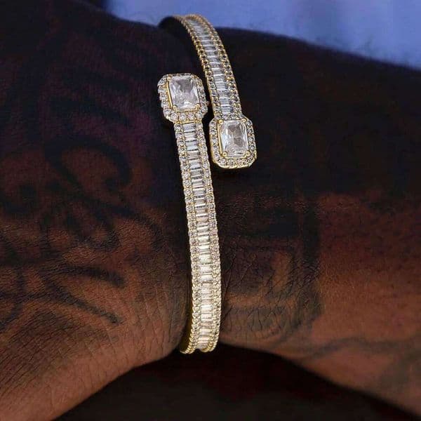 Iced Out Bling 5A Rectangle Heart Shaped CZ Full Band Cubic Zirconia Hip Hop New Men Boy Bangles Z260306