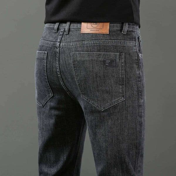 Smoke Gray Men's Vintage Jeans Slim Fit Comfortable Stretch Cotton Business Casual Trousers Streetwear Four Seasons H260306