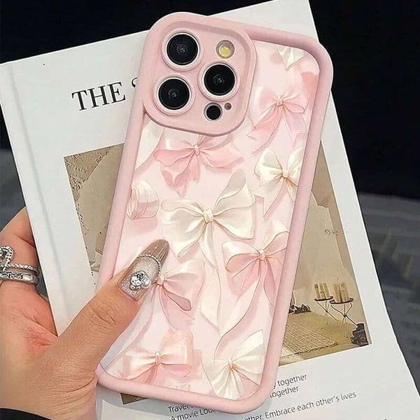 Bow-Knot Pink Bow Pattern Shockproof Soft TPU Phone Case For iPhone 17 11 12 13 14 15 16 Pro Max XS X XR 7 8Plus 16E 17Air Cover H260305