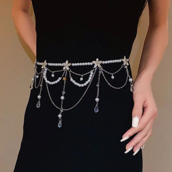 Fashion Elegant Pearl Waist Chains Versatile Waist Accessory Floral Belly Chain Boho Body Jewelry Women 260306