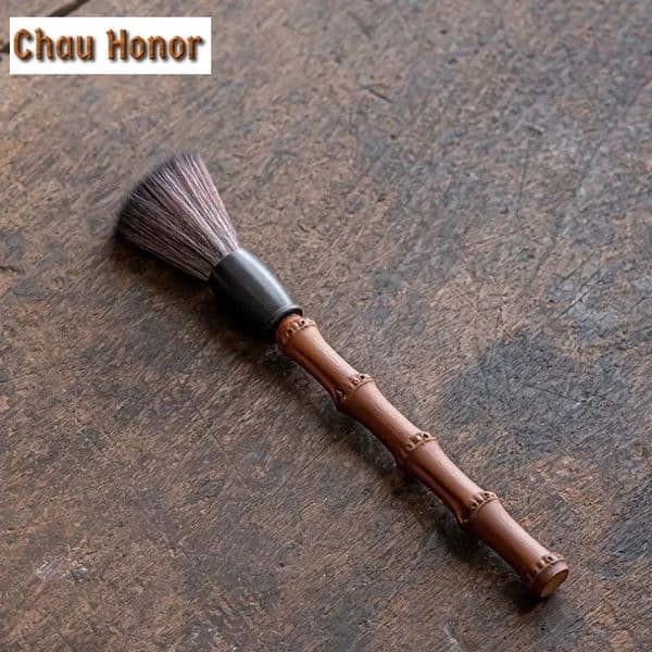 Chinese Kung Fu Tea Brush Handmade Black Ox Horn Wash Pot Cover Bamboo Root Spoons Ceremony Parts Teaware Set Tool 260304