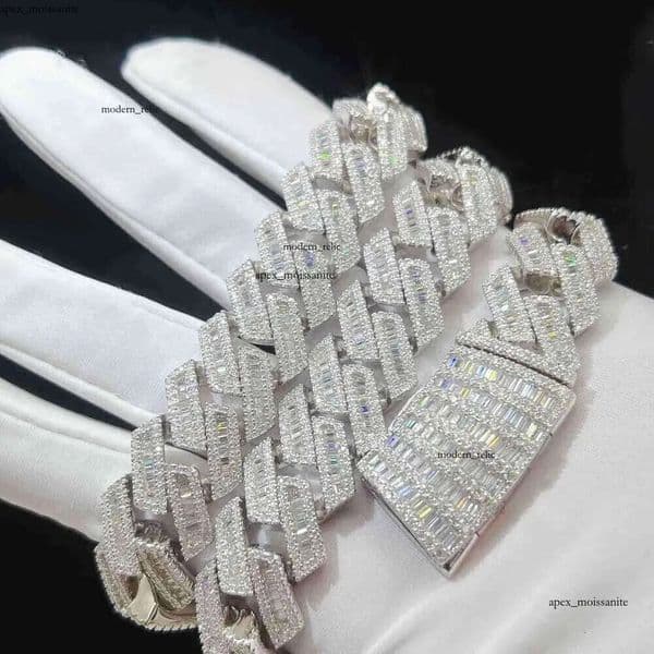Moissanite Iced Out Chain Necklace Hip Hop Fine Jewelry Baguette Men's Necklaces Sterg Fully Designer Jewellry 43