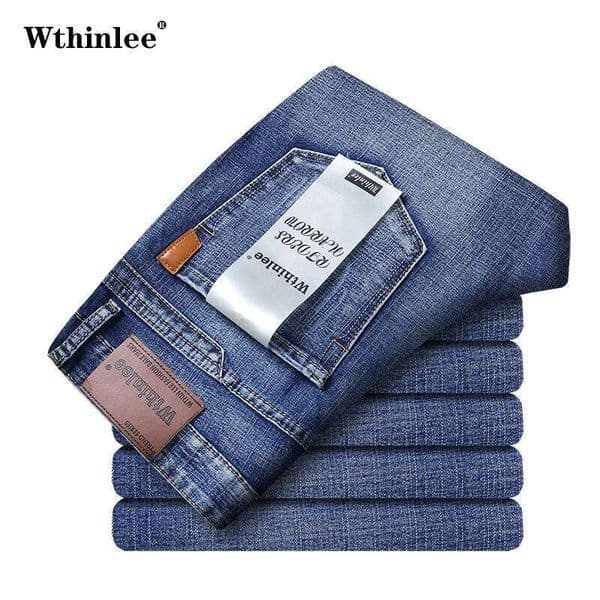Classic Business casual Jeans 2023 new Fashion Blue Slim Stretch Denim Trousers Male high pants men Clothing W260307