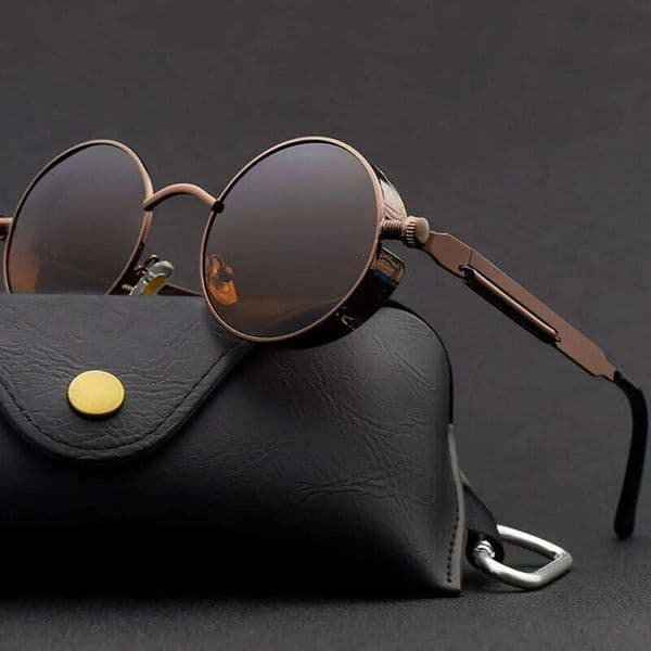 New Steampunk Sunglasses for Men Women Vintage Trendy Round Frame Polarized Sun Glasses Outdoor Driving Riding Accessories Z260306