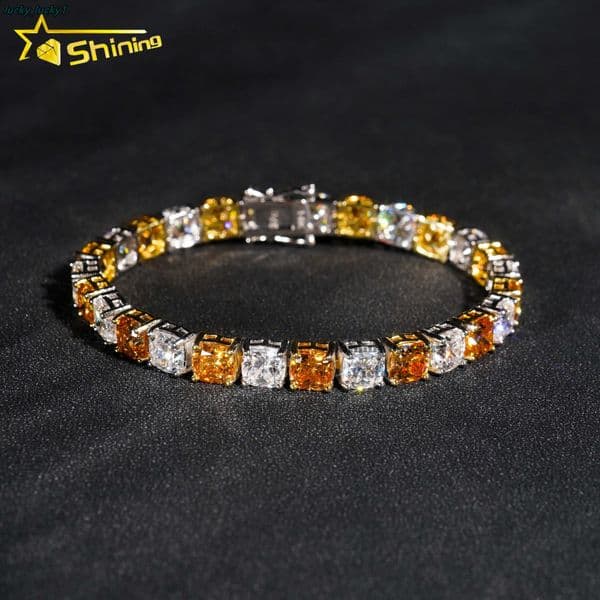 Shining Jewelry Fashion 925 Sterling Silver Hip Hop 5mm Tennis Bracelet Cushion Cut Diamond Moissanite Tennis Bracelet thumbnail 2