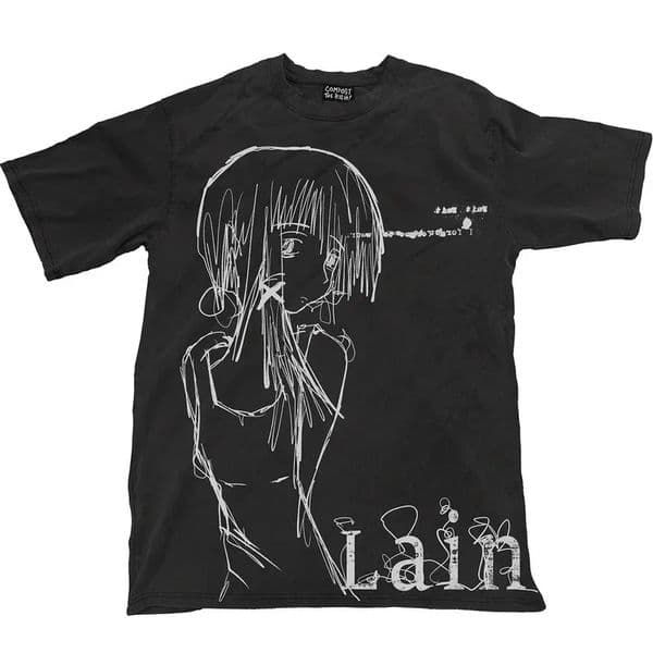 Classic Anime Lain Print Cotton Oversized Tshirt Men Women Short Sleeve Street High Quality Style Female Male Clothing 260302BANJIA