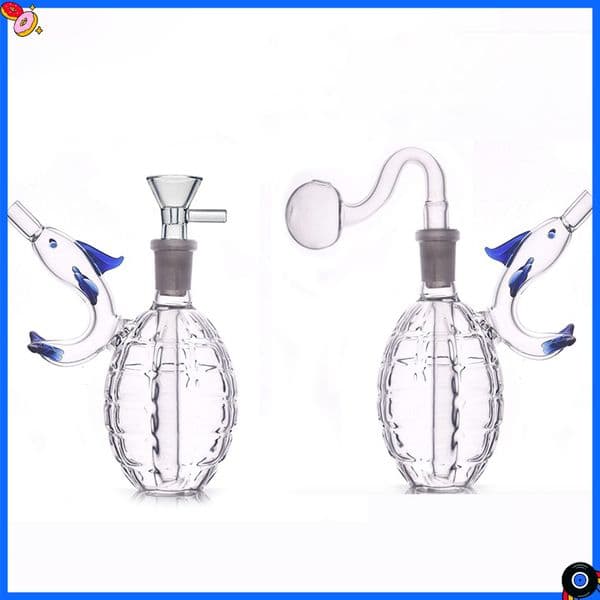 Newest design Cute dolphin shape Glass Water Oil burner Bongs Beaker Hookahs Glass Water Pipes bubbler With 14mm smoking tobacco bowl Fast Shipping