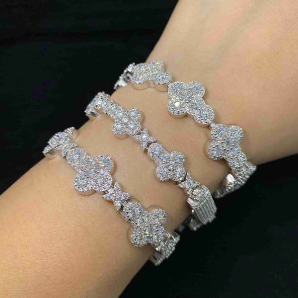 GRA Certificate Iced Out Custom VVS Moissanite 925 Silver Fujian Hip Hop Cross Cuban Link Chain Bracelet