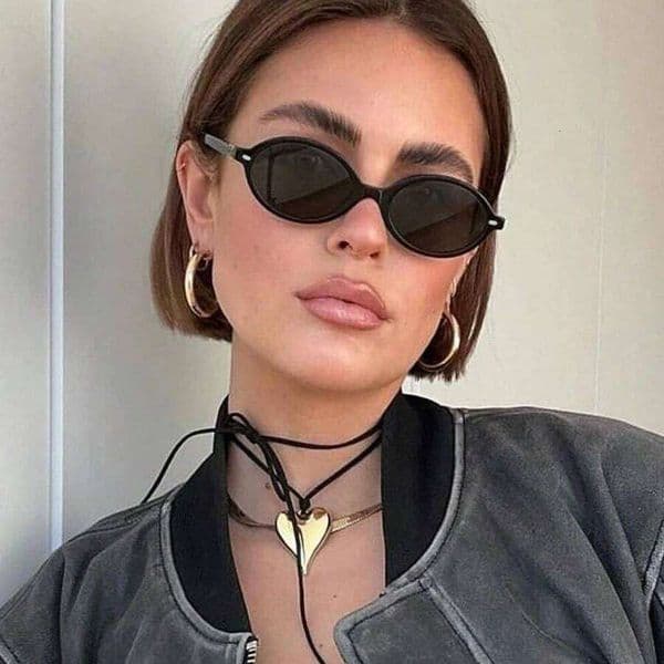 Retro Small Oval Sunglasses Women Men Rivets Shades Fashion Eyewear Luxury Sun Glasses UV400 Female Z260306