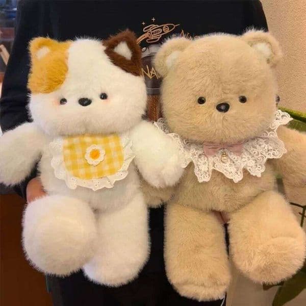1pcs cute running bear kitten doll little wool fleece toy pillow girl birthday gift W260306