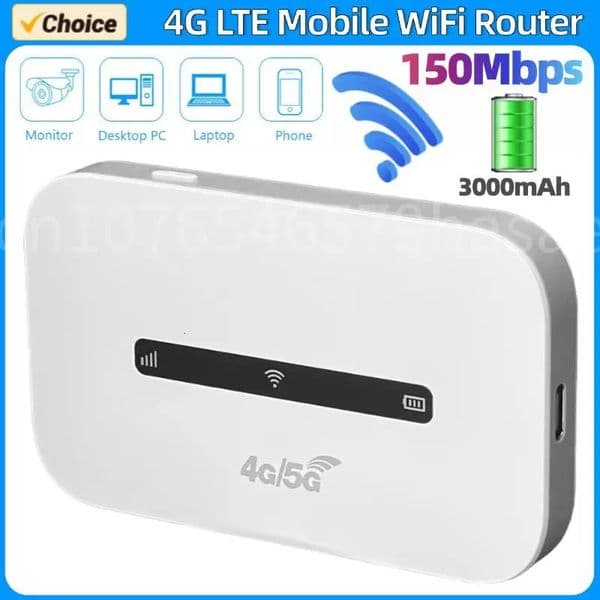 4G LTE Router Wireless WiFi 3000mAh Mobile spot with SIM Card Slot Wireless Internet Router 150mbps For Home Office Travel 260302