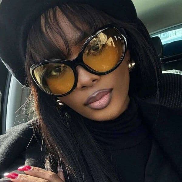 Vintage Y2K Cat Eye Sunglasses For Women New Fashion Brand Oval Yellow Gradient Sun Glasses Female Hip Hop Sexy Shades Uv400 Z260306