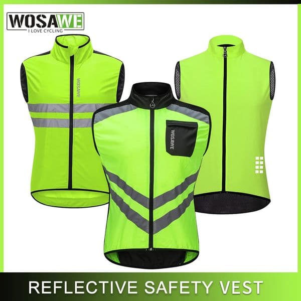 WOSAWE Cycling Night Safety Vests Men Sleeveless Sports Vest Ropa Ciclismo Jersey Gilet MTB Road Bike Wear Bicycle Clothing 260306