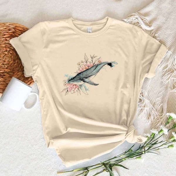 Whale tshirt women streetwear Japanese t shirt female y2k graphic designer clothing XJ260306