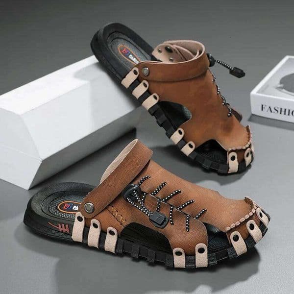 Outside Street Beach Style Non-slip Slippers Men Sandals Cover Toe Summer Breathable Soft Light Plus Size 45 46 Modern Shoes