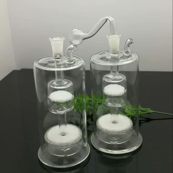 Super-silent double sand core filter glass cigarette kettle Great Pyrex Glass Oil Burner Pipe Thick oil rigs glass water pipe