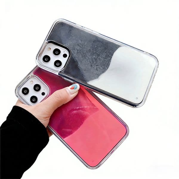 In Stock Liquid Neon Flowing for iPhone Case Glow in the Dark Luminous Quicksand Phone Case for iPhone 16 15 14 13 12 11 Pro Ma