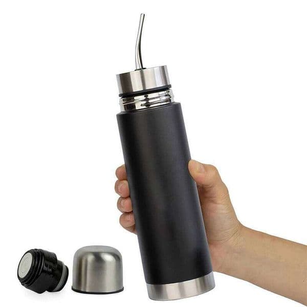 3-in-1 Yerba Gourd Thermos Stainless Steel Straw Bottle Thermal Mate Cup with Built-in Bombilla 500/750ml 26W0309