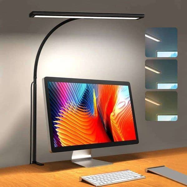 LED for Office Home, Eye-Caring Desk Lamp with Stepless Dimming Flexible Gooseneck Adjustable Light 26W0309