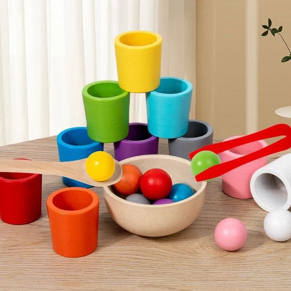Montessori Wooden Toy Color Cups Matching Sorting Cognition Game Training Early Education Learning Educational Toys For Children260228BJ