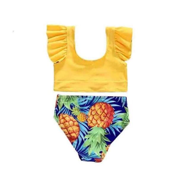Tropical Family Swimwear Pineapple Print Sleeveless Bikini Set with Matching Swimming Trunks for a Fun Day at the H260309