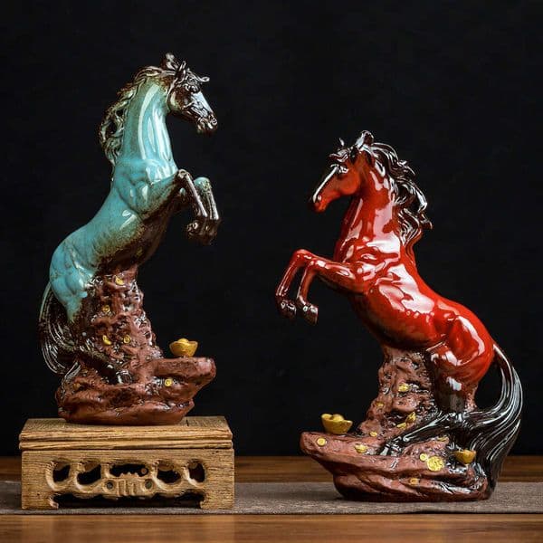 Ceramic Horse Ornament For Office Desk Symbolizing Instant Success Home Decoration Item Sample Room Housewarming Opening Gift Porcelain High-Quality